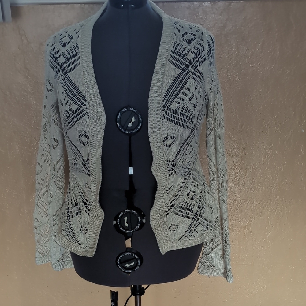 SHEIN Beige Open Knit Cardigan
